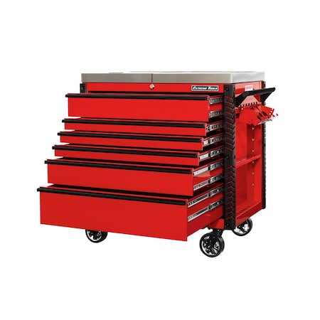 Extreme Tools Slide Top Tool Cart, 6 Drawer, Red, 41 in W EX4106TCSRDBK
